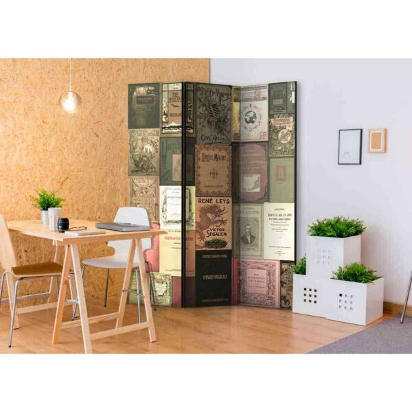 4Home Design Paravent mit Büchertitel Motiven nostalgischen Look