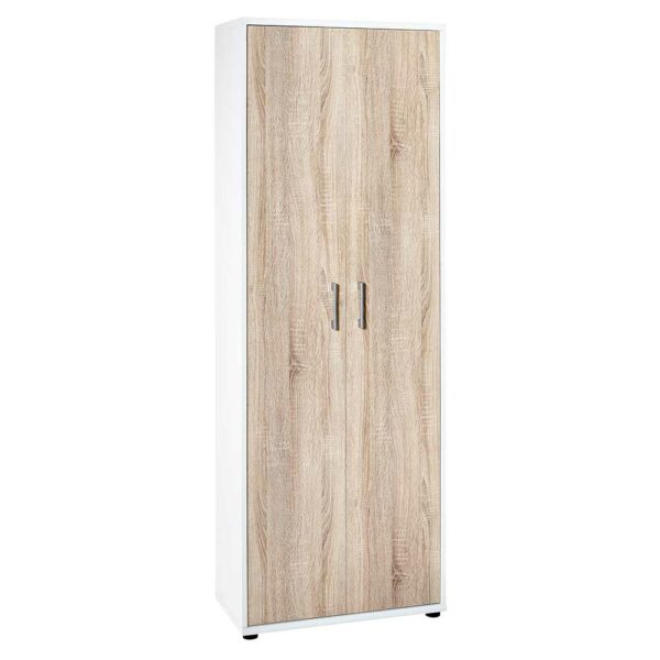 Basilicana Ordnerschrank 183 cm hoch Sonoma-Eiche und Weiß