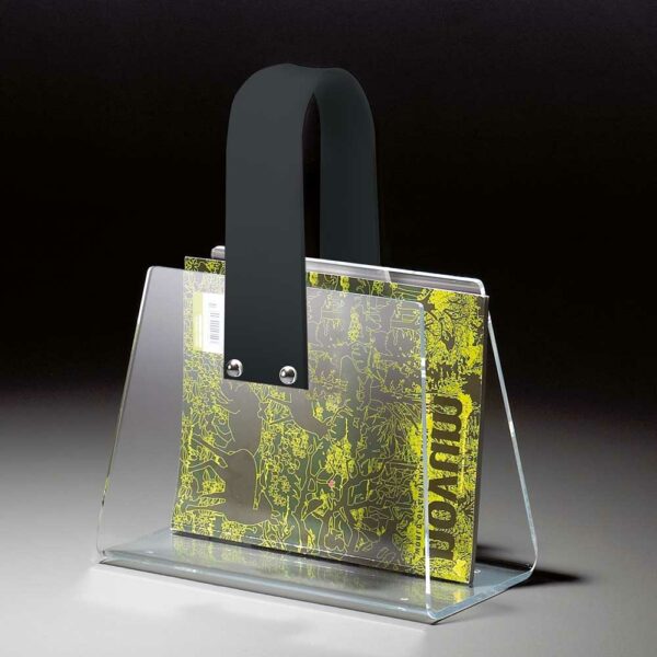 TopDesign Zeitungskorb als Tasche Acrylglas Dunkelgrau