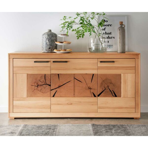 Basilicana Esszimmersideboard massiv aus Kernbuche Hirnholz Einlagen