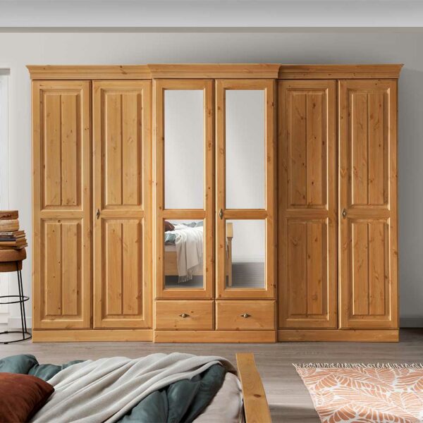 Basilicana Kleiderschrank Massivholz im Landhausstil 312 cm breit