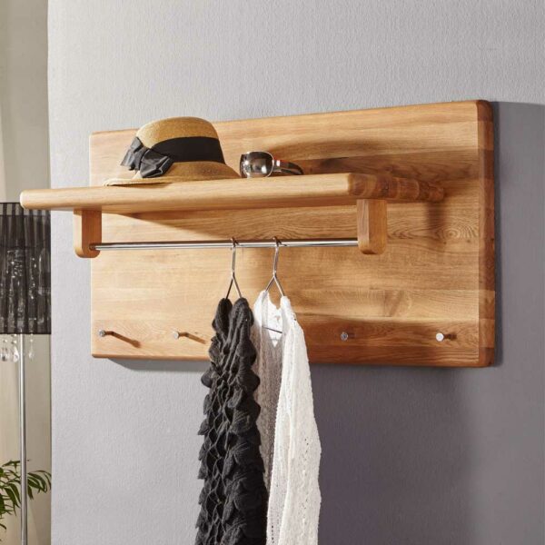 Basilicana Wandgarderobe aus Wildeiche Massivholz 30 cm hoch