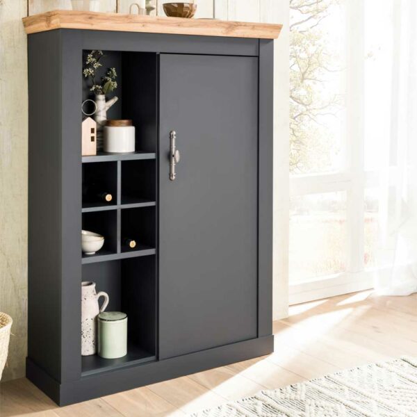 Brandolf Wohnzimmer Highboard Landhaus in Grau und Wildeiche NB 146 cm hoch