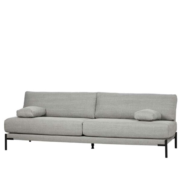 Basilicana Dreier Sofa in Hellgrau Webstoff Federkern