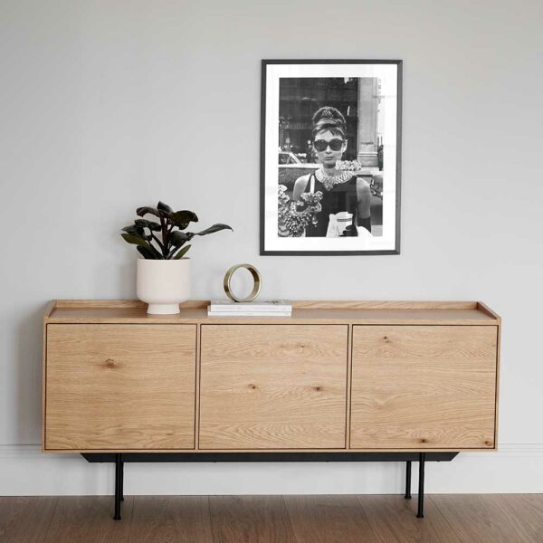 TopDesign Esszimmersideboard 160 cm breit Wildeichefarben und Schwarz