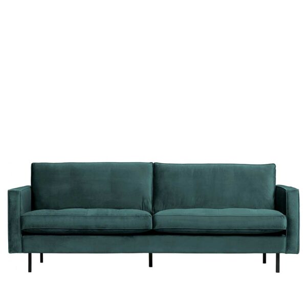 Basilicana Wohnzimmer Sofa in Petrol Samt Retro Design