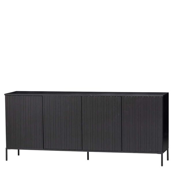 Basilicana Schwarzes Skandi Stil Sideboard 200 cm breit 85 cm hoch