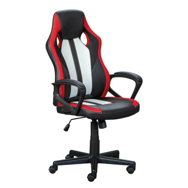 TopDesign Gaming Drehstuhl in Schwarz Rot Weiss 47 cm Sitztiefe