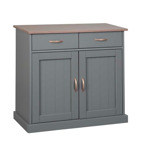 TopDesign Country Kommode in Grau und Braun Metallgriffen