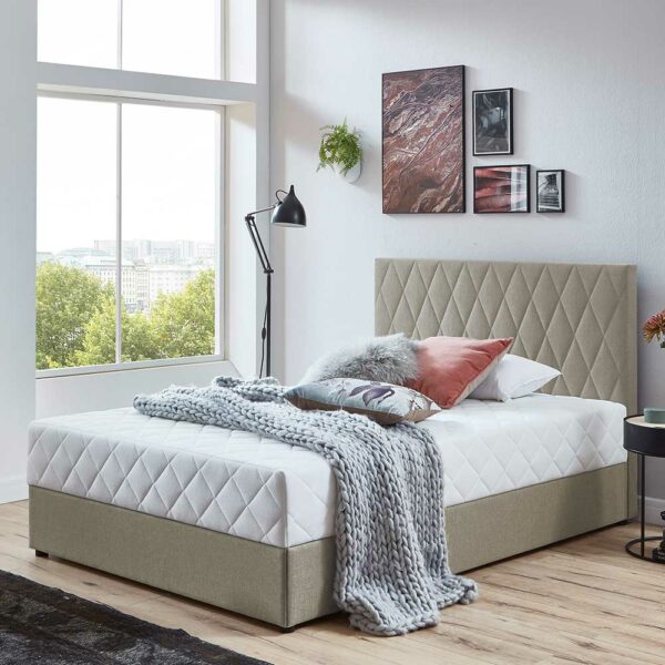 iMöbel Stauraum Boxbett in Cremefarben 108 cm Kopfteil