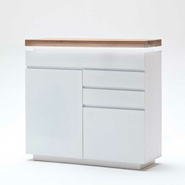 TopDesign Sideboard in Weiß mit Wildeiche Massivholz