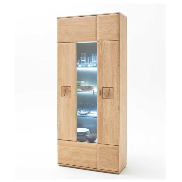 TopDesign Wohnzimmervitrine aus Eiche Bianco 90 cm