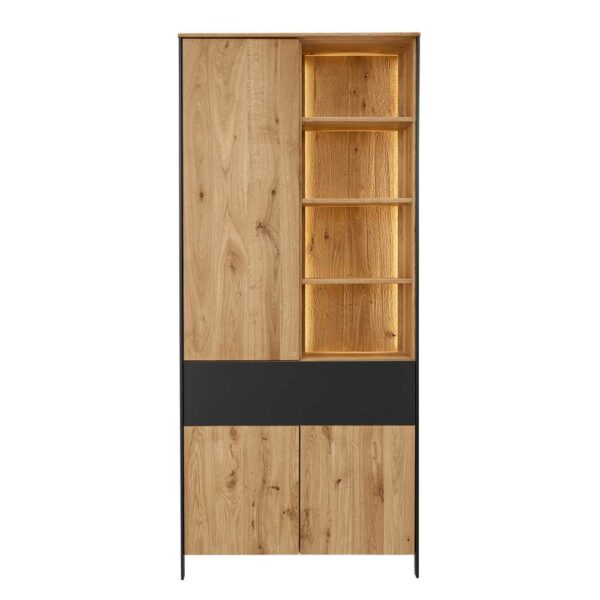 Möbel4Life Massiver Wohnzimmerschrank aus Wildeiche 202 cm hoch - 88 cm breit