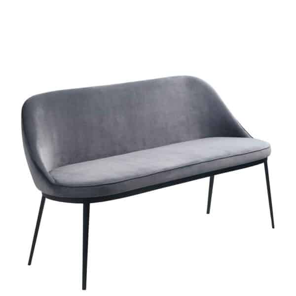 TopDesign Esstischsofa in Grau Samt Vierfußgestell aus Metall