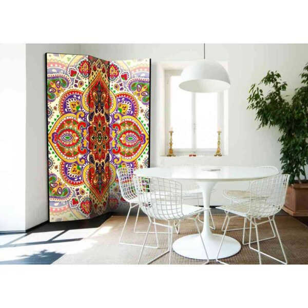 4Home Leinwand Paravent mit Mandala Motiv Bunt