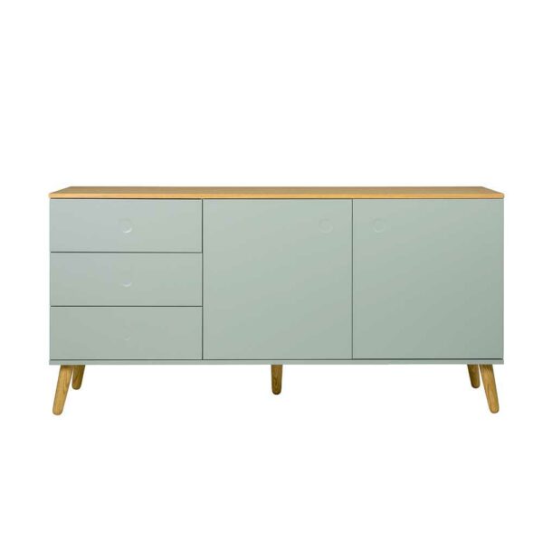 Doncosmo Wohnzimmer Sideboard in hellem Grün und Eiche furniert grifflos