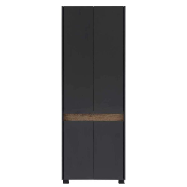 Basilicana Badezimmer Hochschrank in Anthrazit und Wildeiche Optik 165 cm hoch