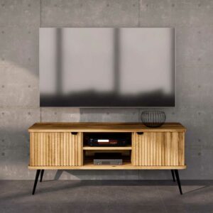 Basilicana Fernsehboard Wildeiche modern mit Massivholztüren 144 cm breit