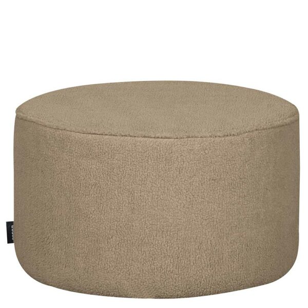 Basilicana Runder Hocker mit Webplüsch Bezug Beige