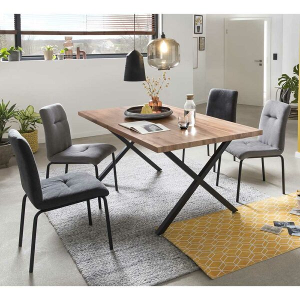 iMöbel Esszimmer Sitzgruppe in Wildeichefarben und Grau Loft Design (fünfteilig)