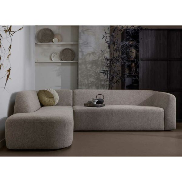 Basilicana Sofa Eckgarnitur Beige aus Chenillegewebe 274 cm breit