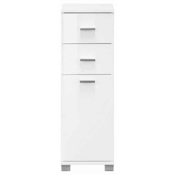 Möbel4Life Moderner Badschrank in Weiß Hochglanz 90 cm hoch