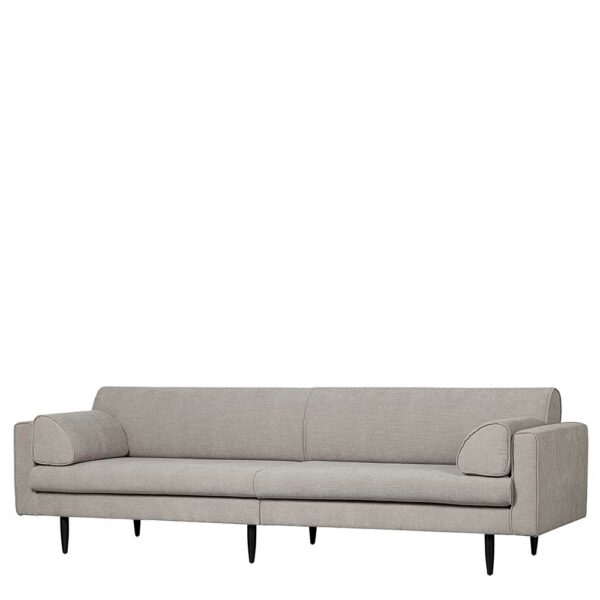 Basilicana Dreisitzer Sofa in Beigegrau mit Armlehnen Vierfußgestell aus Metall