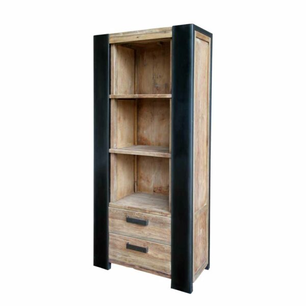 Möbel Exclusive Bücherregal aus Teak Massivholz Metall Schwarz