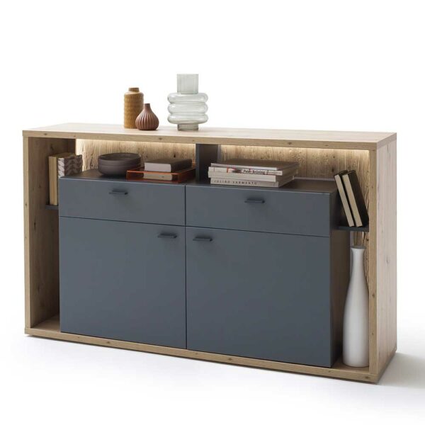 TopDesign Esszimmersideboard in modernem Design Eichefarben & Grau