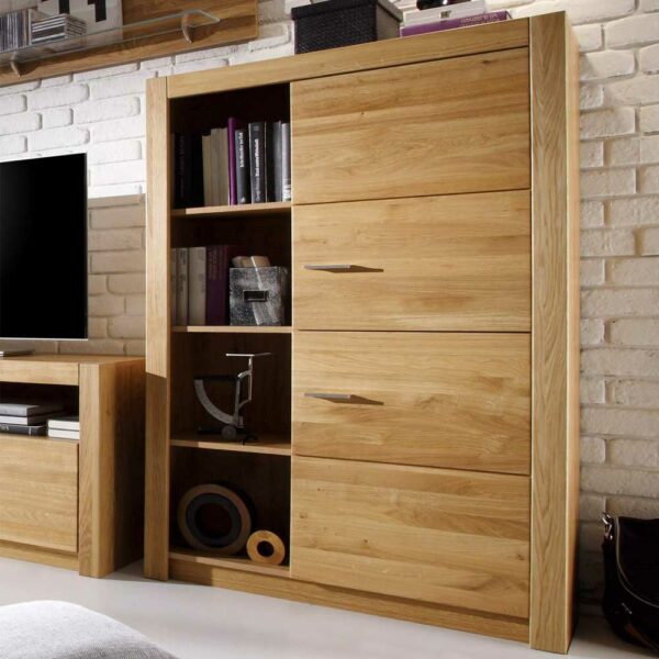 Natura Classico Highboard aus Asteiche teilmassiv geölt für Wohnzimmer