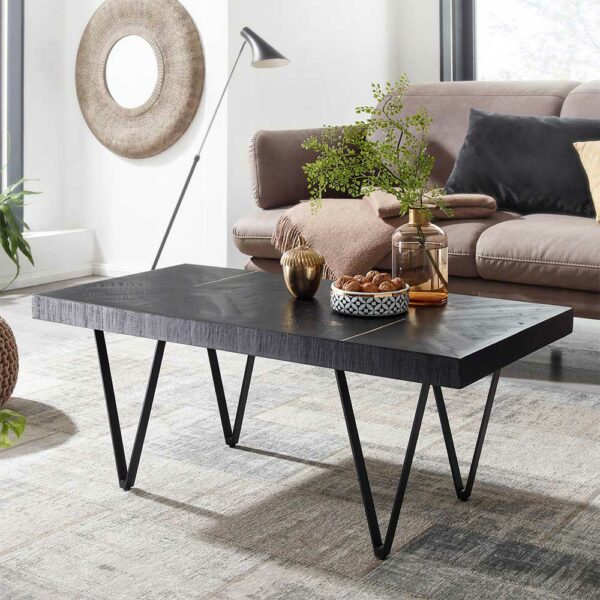 Möbel4Life Designcouchtisch in Schwarz & Goldfarben Industrie und Loft Stil