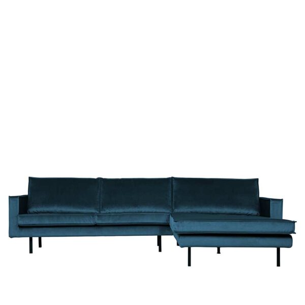 Basilicana Ecksofa in Blau Samt 45 cm Sitzhöhe