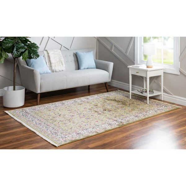 Doncosmo Teppich 150x245 cm im orientalischen Stil Oliv Grün und Creme