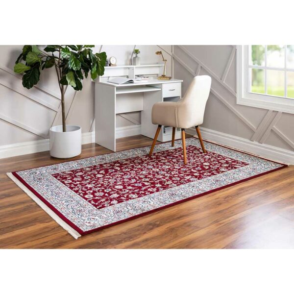 Doncosmo Rechteckiger Orient Stil Teppich in Dunkelrot und Creme 150x245 cm