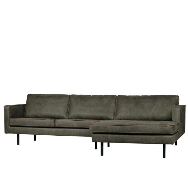 Basilicana L Sofa in Olivgrün Recyclingleder 3 m breit