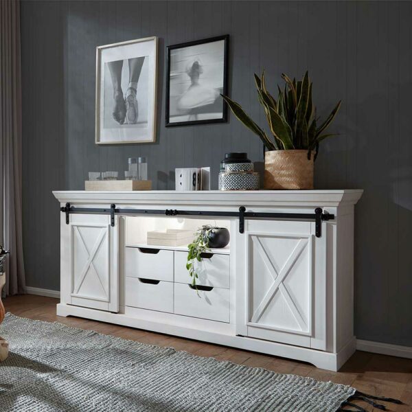 Basilicana Großes Sideboard im Landhausstil Schiebetüren