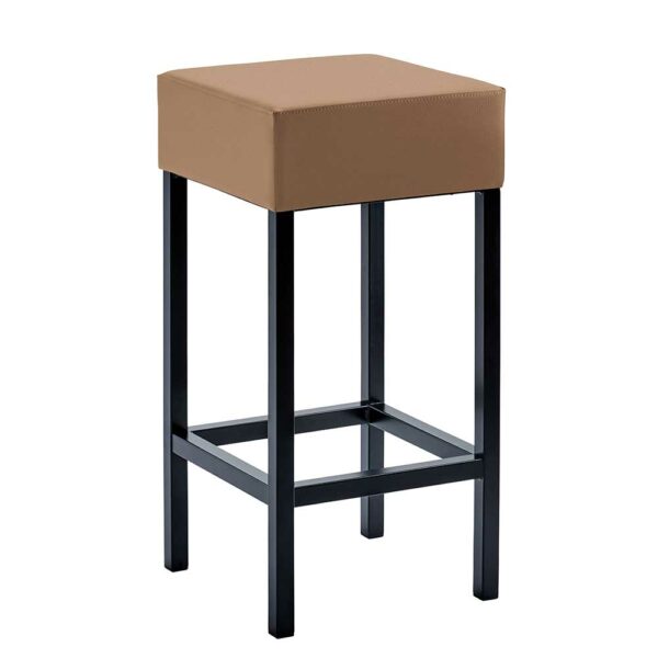 PerfectFurn Design Hocker für Küche in Hellbraun & Schwarz Vierfußgestell aus Metall