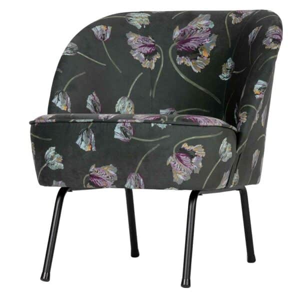 Basilicana Cocktailsessel in Grau Samt Blumen Motiven