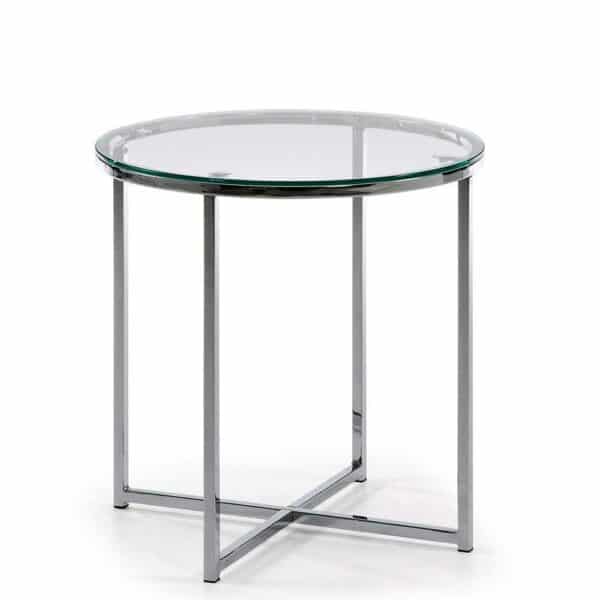 4Home Runder Beistelltisch 50 cm hoch aus Glas und Metall