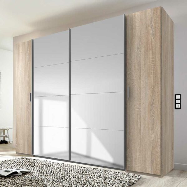 Star Möbel XL Spiegelkleiderschrank 272 cm breit Dreh- und Schiebetüren