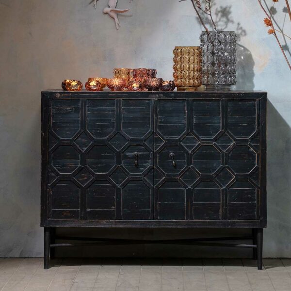 Basilicana Türen Sideboard in Schwarz und Dunkelbraun Vintage Design