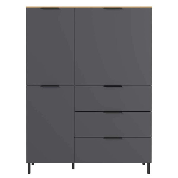 Möbel Exclusive Dunkelgraues Highboard 146 cm hoch Soft Close Türen