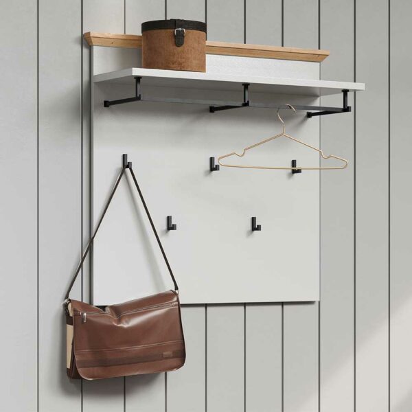 TopDesign Wandgarderobe Landhaus Stil in Lichtgrau Wildeichefarben