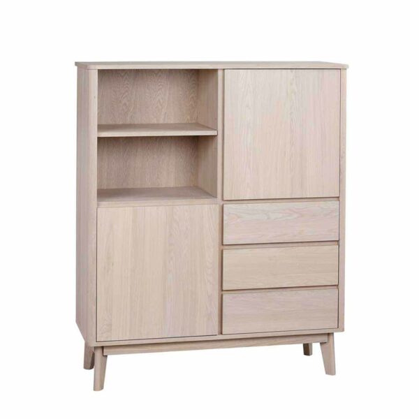 TopDesign Highboard mit Eiche furniert White Wash