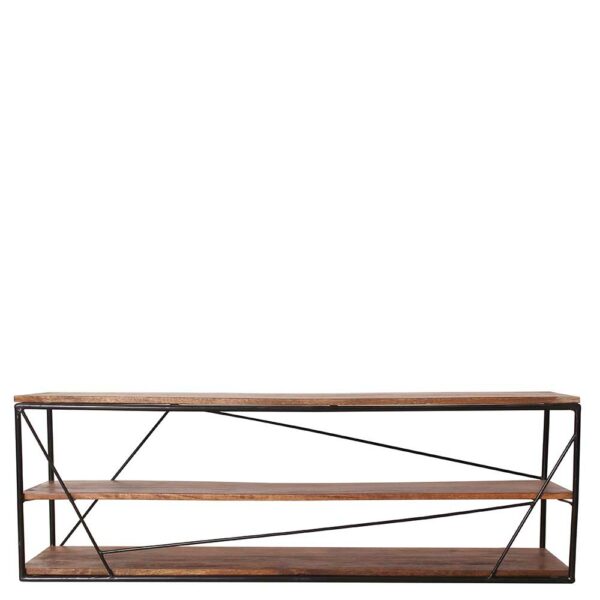 Möbel Exclusive TV Rack aus Mangobaum Massivholz und Stahl 140 cm breit