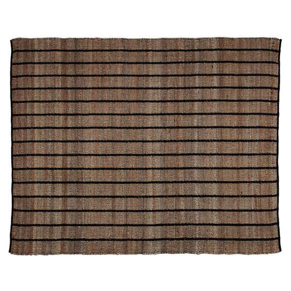 Basilicana Gestreifter Jute Teppich in Beige & Schwarz 240 cm breit