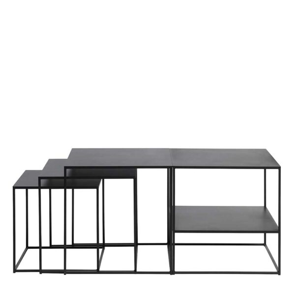 TopDesign Couchtisch Satz 4 teilig aus Metall quadratischen Tischplatten (vierteilig)