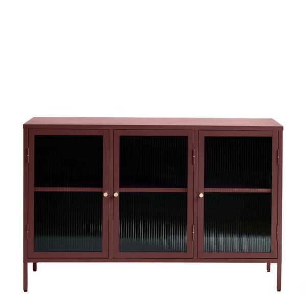 TopDesign Metall Sideboard in Rot 3 Glastüren