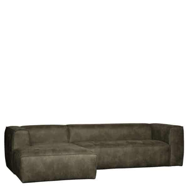 Basilicana Sofa Rundecke in Olivgrün Recyclingleder 305 cm breit