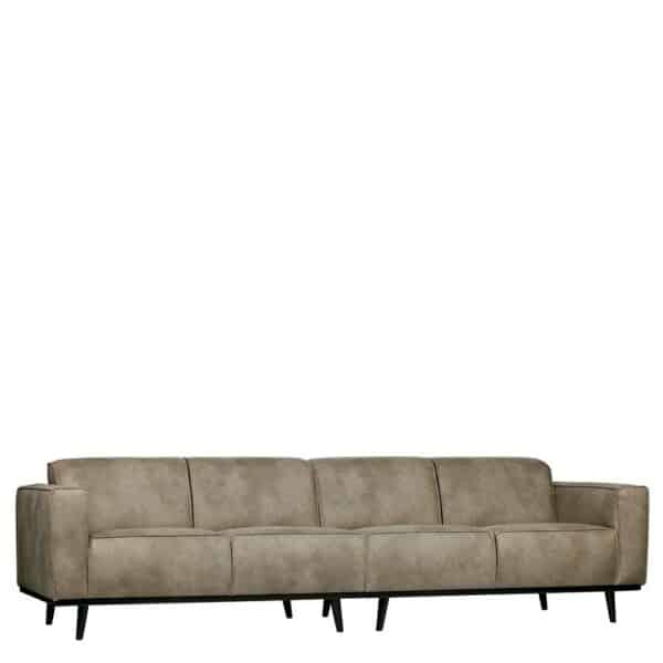 Basilicana Wohnzimmer Couch in Grau Recyclingleder Retrostil